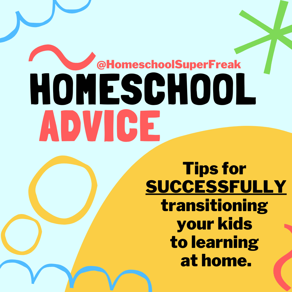 How To Start Homeschooling Tips text over color background with shapes