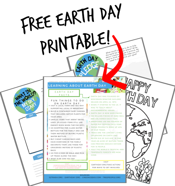 FREE EARTH DAY PRINTABLE with four pages of coloring sheets