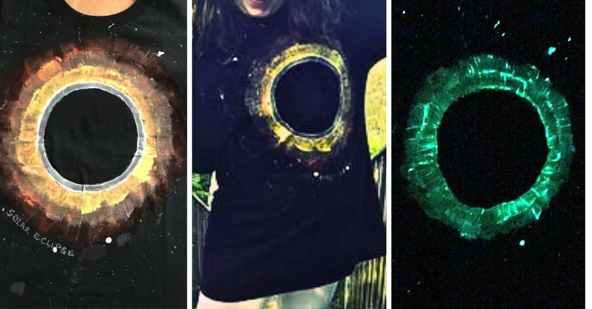 DIY Solar Eclipse Glow-in-the-Dark T Shirt Craft For Kids (DIY painted shirt) - 3 solar eclipse pictures of eclipse shirt
