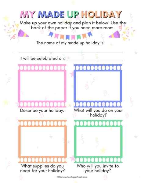 Free Printable for Make Up A Holiday