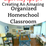 home classroom with table and bookshelves