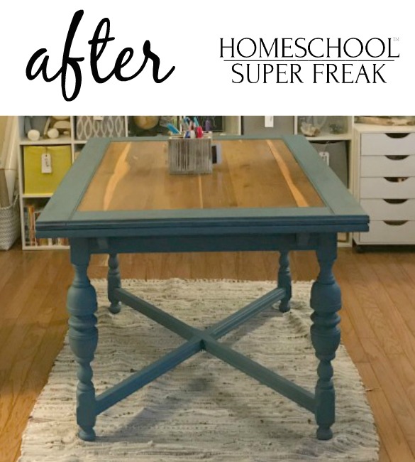 Homeschool Room Makeover Table Refinish After
