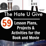 59 The Hate U Give Lesson Plans and Activities (Book and Movie): Book cover of a African American girl holding a sign that says Hate u Give