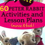 60 FREE Peter Rabbit Activities and Lesson Plans (Movie and Book): Peter rabbit character laying in the arms of another rabbit character