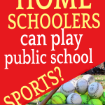 Homeschoolers in public school sports bucket of baseballs with a baseball mitt and bat leaning against it