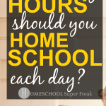 HOW MANY HOURS IS HOMESCHOOL? with a little girl sitting at a school desk