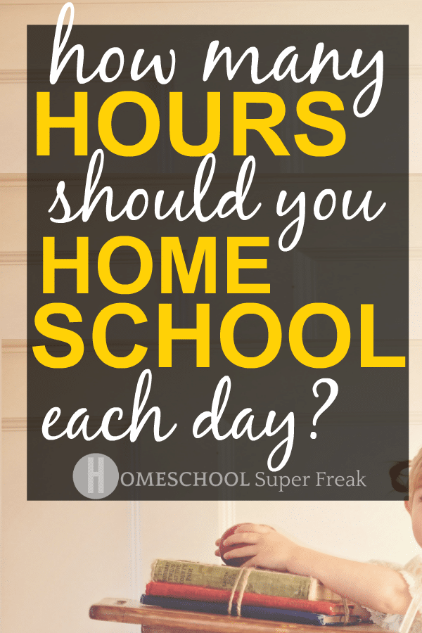 HOW MANY HOURS IS HOMESCHOOL? with a little girl sitting at a school desk