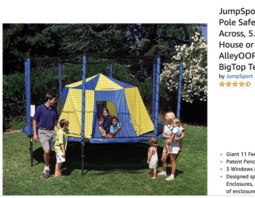 Sleepover Ideas Trampoline Tent Slumber Party big top circus like tent on a big trampoline