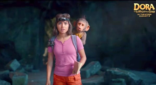 Dora The Explorer Lesson Plans, Activities, and Printables Movie and TV movie Dora human with cartoon monkey on riding on her back