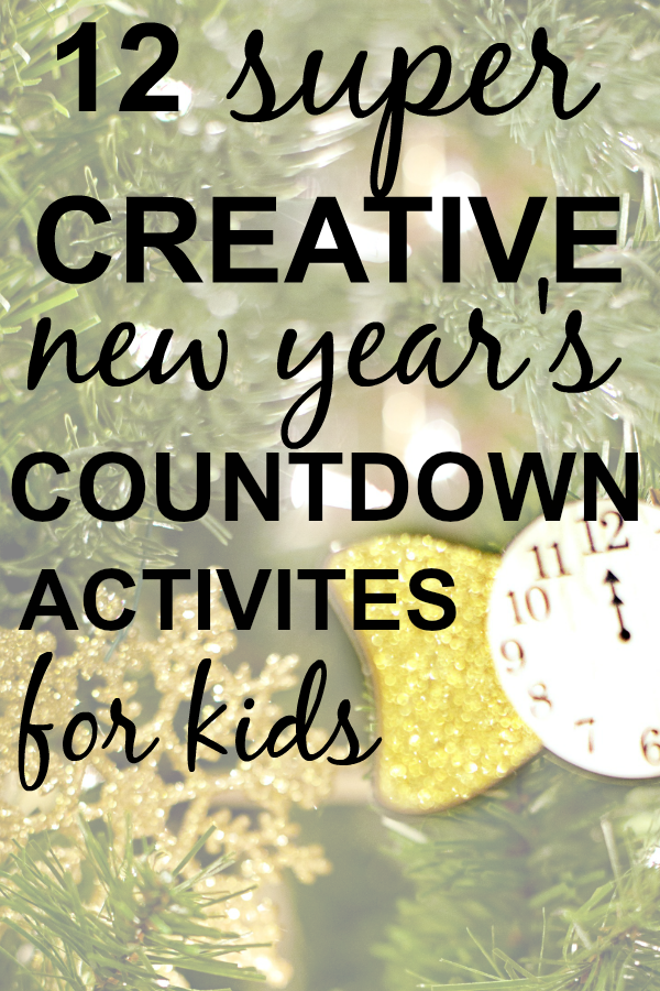 12 Unique New Year Countdown Activities for Kids Clock ornament on a Christmas tree with the a New Year Countdown Activities word overlay on top of the image