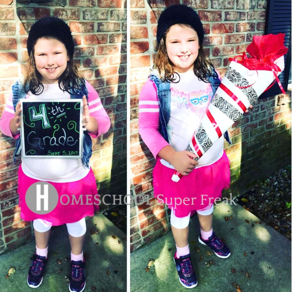 How To Make A Back To School Cone For Homeschool Supplies - fun first da of school activity for kids girl holding a school cone of first day of school