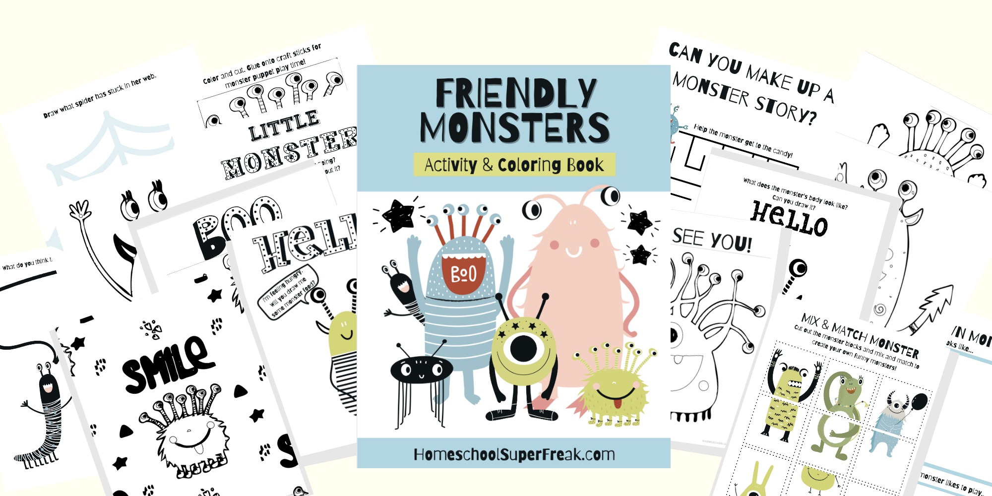 Friendly Monster Kid Printables Coloring Pages & MORE!