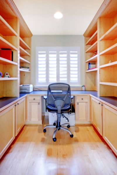 Homeschooling In a Bedroom Idea Walk In Closet with desk and chair