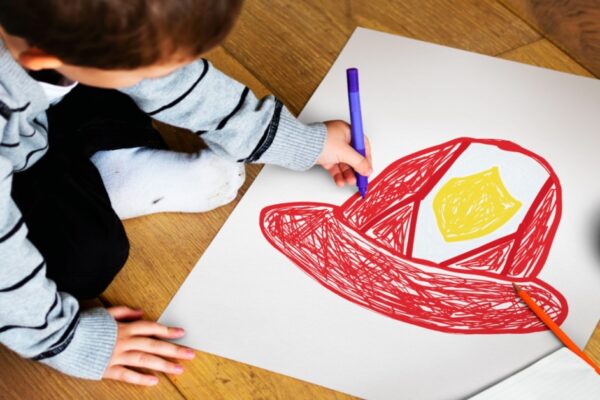 emergency preparedness lesson plans for kids preschooler coloring firemans hat on floor