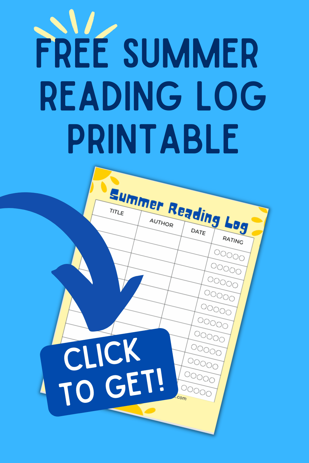 Free Summer Reading Log Printable (summer reading challenge tracker)