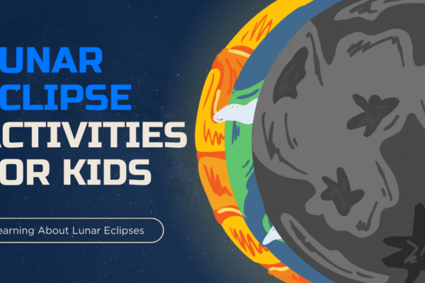 Lunar Eclipse Lesson Plans Free Science Printable For Kids text over layered graphic images of sun earth and moon during an eclipse